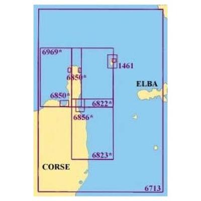 Námořní mapa severozápad Korsiky Shom Côte Nord-Est de la Corse, canal de Corse 